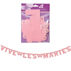 Letterslinger vive les mariès roze 160 cm | 24 stuks