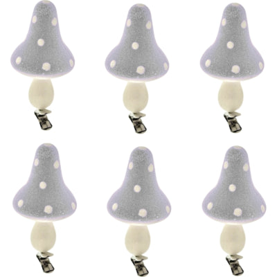 Load image into Gallery viewer, Decoratie paddenstoelen op clip grijs 9 cm set van 6 | 12 stuks

