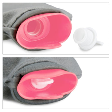 Relaxdays warmwater kruik met hoes roze grijs 1,5 l | 12 stuks