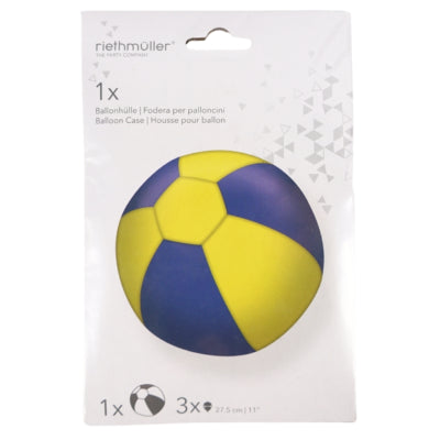 Load image into Gallery viewer, Amscan ballonhoes met 3 ballonnen geel blauw 27,5 cm | 20 stuks
