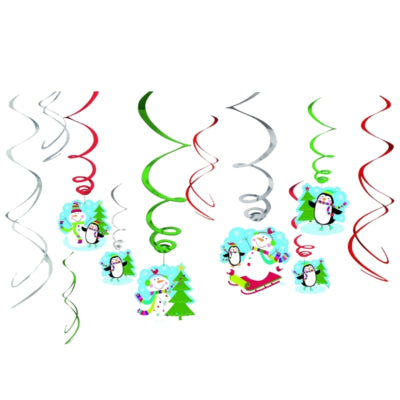 Load image into Gallery viewer, Amscan spiraal hanger winter sneeuwpop 61 cm set van 12 | 24 stuks
