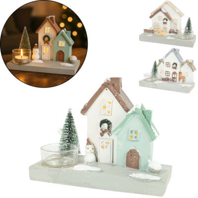 Load image into Gallery viewer, Theelichthouder huis kerst 16 cm 3 assorti b-keus | 16 stuks
