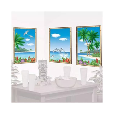 Amscan wanddecoratie drieluik poster tropical 85 cm set van 3 | 24 stuks