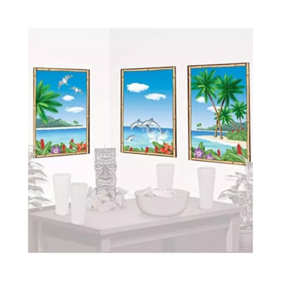 Load image into Gallery viewer, Amscan wanddecoratie drieluik poster tropical 85 cm set van 3 | 24 stuks
