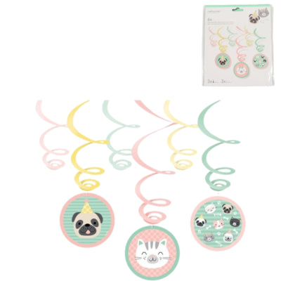 Afbeelding laden in galerijviewer, Amscan hello pets spiraal hanger hond kat 80 cm set van 6 | 20 stuks
