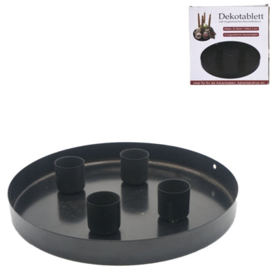 Dienblad kaarsenhouder metaal zwart 20 cm | 6 stuks