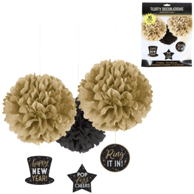 Load image into Gallery viewer, Amscan decoratie hanger happy new year pompom 40,6 cm set van 3 | 24 stuks
