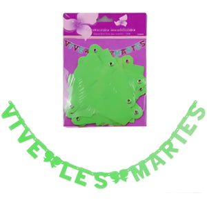 Letterslinger vive les mariès groen 160 cm | 24 stuks