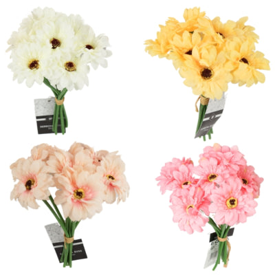 Kunstbloemen gerbera 7 bloemen 23 cm 4 assorti | 24 stuks