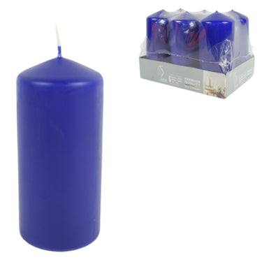 Gala stompkaarsen blauw 5,8 x 12,5 cm 6 stuks | 4 stuks