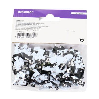 Load image into Gallery viewer, Amscan confetti hoeden en strikjes metallic zwart wit 14 g | 48 stuks

