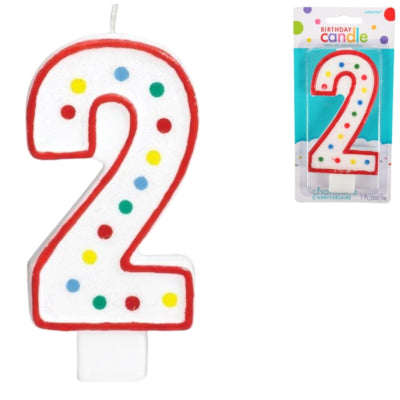 Amscan taartkaars cijfer 2 wit 13 cm | 24 stuks