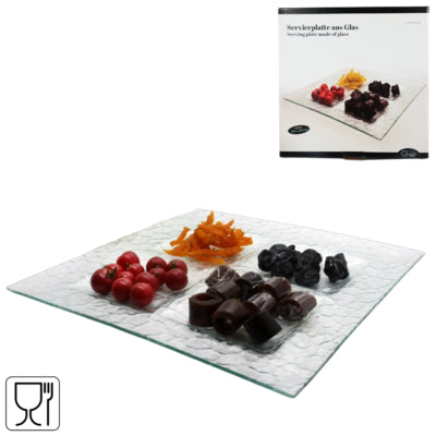 Afbeelding laden in galerijviewer, Noor gourmet serveerschaal 4-vaks glas 36 cm | 8 stuks
