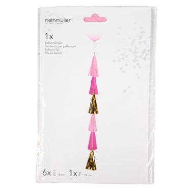 Amscan ballonslinger franje roze 70 cm | 10 stuks