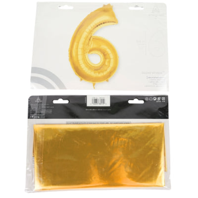 Load image into Gallery viewer, Amscan folie ballon jumbo cijfer 6 goudkleurig 137 cm | 36 stuks
