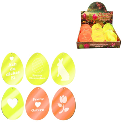Afbeelding laden in galerijviewer, Hanger pasen ei met spreuk neon 7,5 cm 6 assorti | 72 stuks
