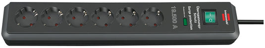Brennenstuhl secure-tec 19.500a stekkerdoos met overspanningsbeveiliging 6-voudig antraciet 2m h05vv-f 3g1,5 - 1159540366