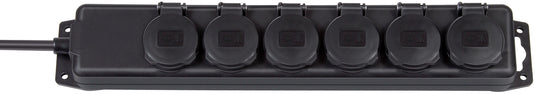Brennenstuhl stopcontactverdeler ip44 6-voudig zwart 2m h07rn-f 3g1,5 - 1159970