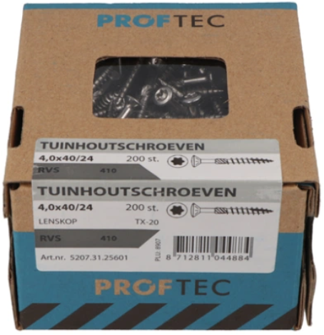 Proftec tuinhoutschroef rvs-410 lk +snijpunt torx tx25 5.0x50 30 | 200 stuks - 5207.31.41901