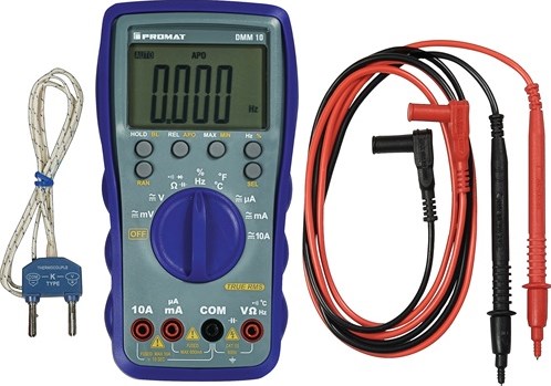 Promat tecwerk multimeter | dmm 10 | 0-600 v ac dc | waar rms | temperatuur - 4000828844