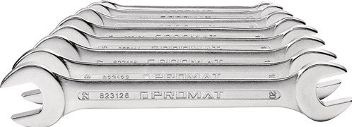 Promat tecwerk set dubbele steeksleutels | 8-delig sw6-22 mm | chroom-vanadiumstaal verchroomd - 4000823200