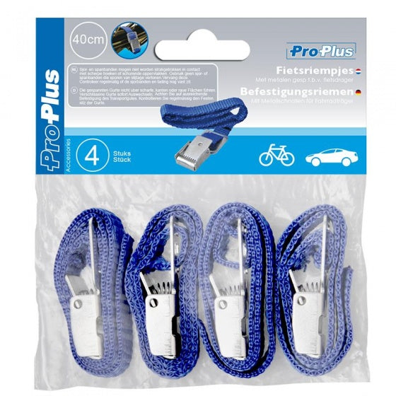 Afbeelding laden in galerijviewer, Proplus Fietsriempjes met metalen gesp 40 cm blauw 4 stuks
