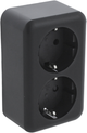 Q-link dubbel stopcontact – wandcontactdoos met kinderbeveiliging – opbouw – geaard - zwart