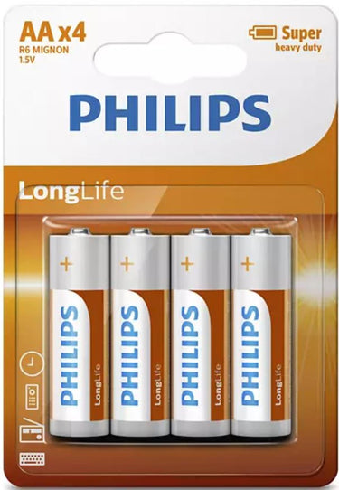 Philips batterijen longlife aa r6 doos a 12 blisters van 4 stuks