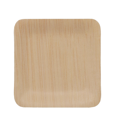 Pic relaxdays wegwerpbordjes bamboe vierkant 8,5x8,5cm 25 stuks