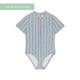 Resort stripe | groen gestreept meisjes uv badpak met korte mouwen