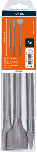 Afbeelding laden in galerijviewer, Rotec opti-line | sds-plus beitelset | 3-dlg (punt plat spade) - 214.9000
