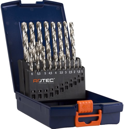 Rotec spiraalborenset '105', din338, type n, 19-dlg, ø1-10 abs - 900.0020k - 900.0020k