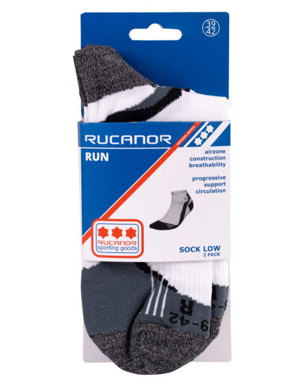 Load image into Gallery viewer, Rucanor Hardloopsokken kort 2-pack wit grijs maat 39-42
