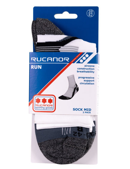Load image into Gallery viewer, Rucanor Hardloopsokken lang 2-pack wit grijs maat 35-38
