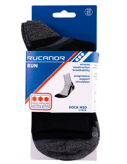 Load image into Gallery viewer, Rucanor Hardloopsokken lang 2-pack zwart maat 39-42
