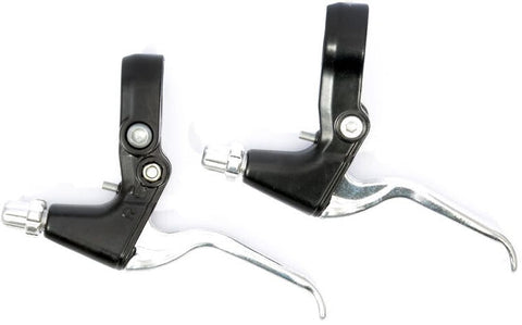 brake lever set V-brake 3-finger black/silver 2-piece