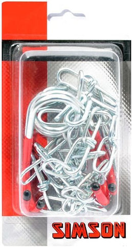 hanging chains with hooks red/silver 2 pieces