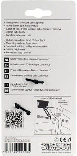 Simson front fork headlight black Luminous hub dynamo on map