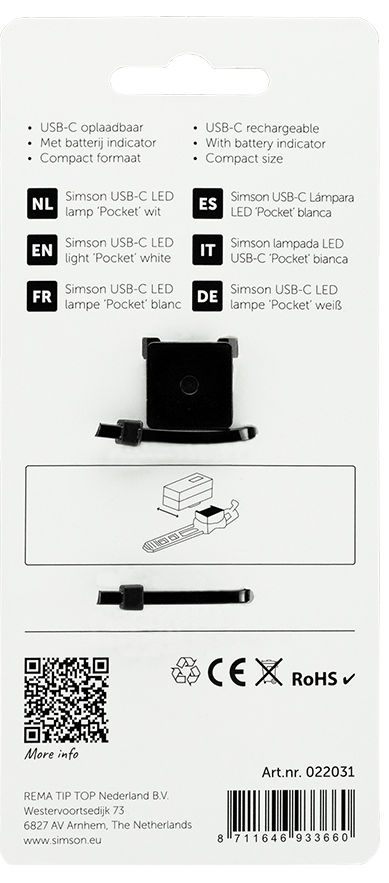 Simson blister 022031 usb-c led lamp 'pocket' wit