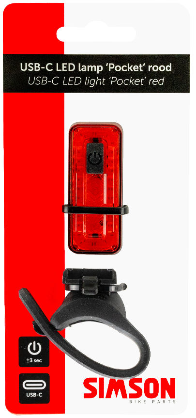 Simson achterlicht pocket usb-c rood