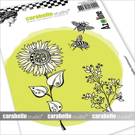 Carabelle studio • cling stamps soleil et abeilles butineuses a6
