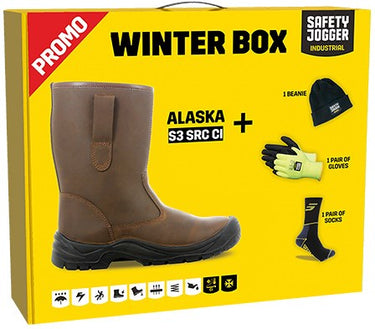 Safety jogger winterbox | alaska veiligheidslaars + sokken + handschoenen + muts | bruin | maat 44 - si9805440