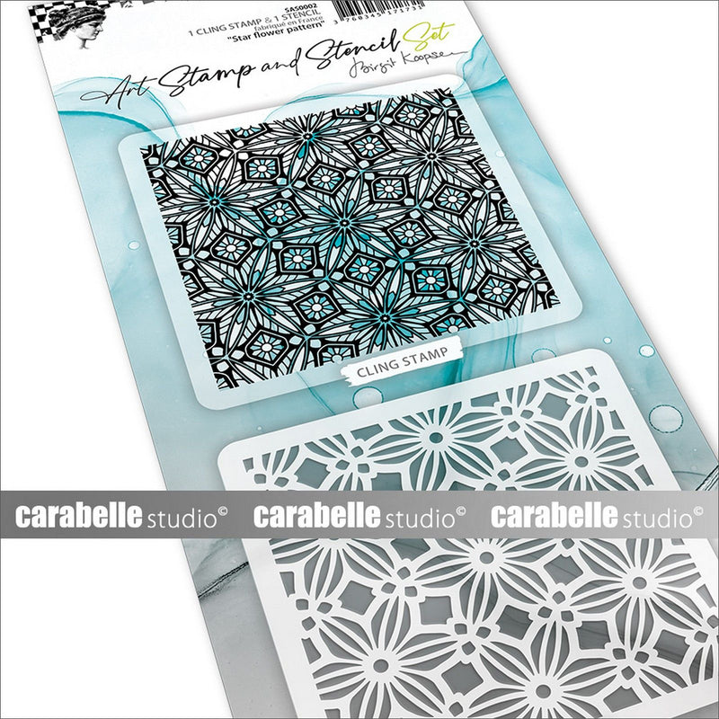 Load image into Gallery viewer, Carabelle studio • art stamp stencil set star flower pattern
