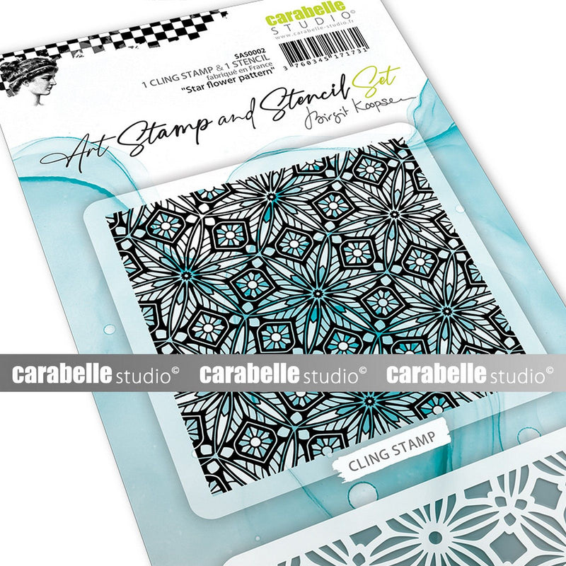 Load image into Gallery viewer, Carabelle studio • art stamp stencil set star flower pattern
