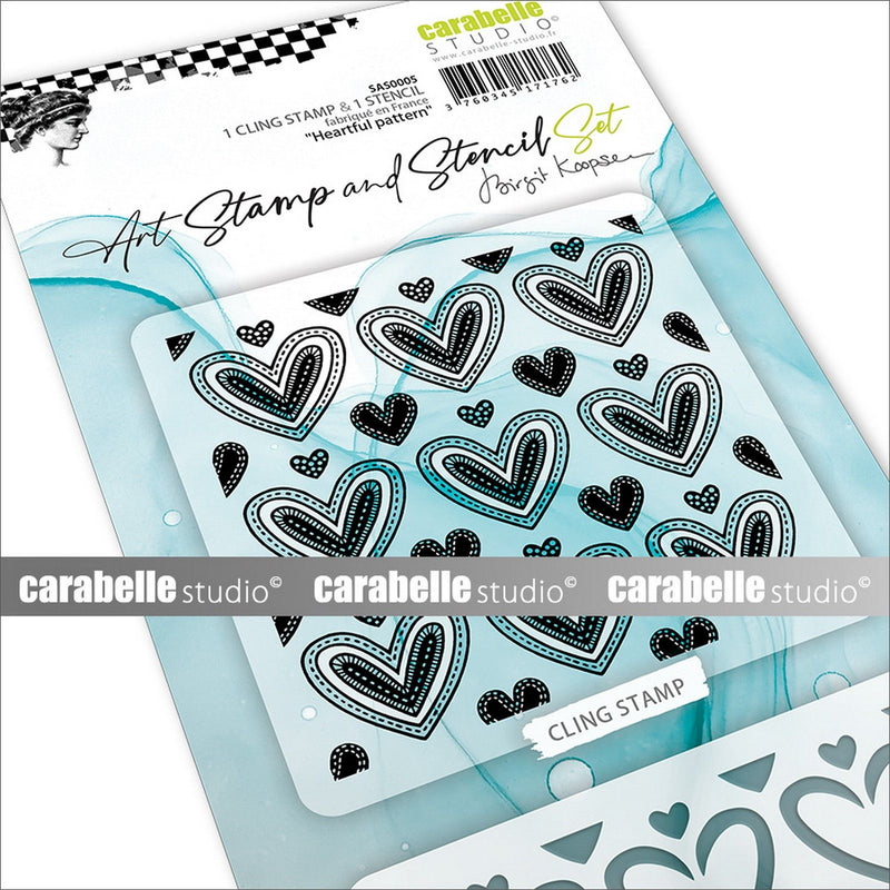 Load image into Gallery viewer, Carabelle studio • art stamp stencil set heartful pattern
