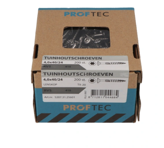 Proftec tuinhoutschroef rvs-410 lk +snijpunt torx tx20 4.0x50 30 | 200 stuks - 5207.31.25901