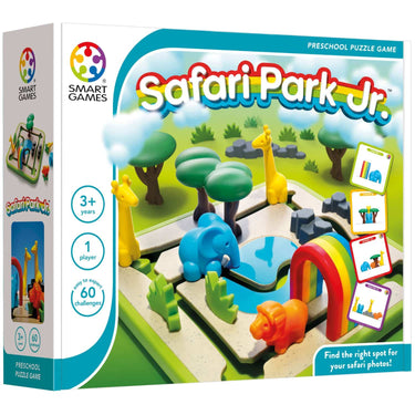 Smartgames safari park jr. - logisch denkspel vormenstoof - 60 educatieve puzzelopdrachten - solospel voor kleuters - vanaf 3 jaar