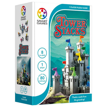 Smartgames tower stacks - 3d logisch denkspel - 80 educatieve kasteel bouwuitdagingen - solospel - vanaf 7 jaar