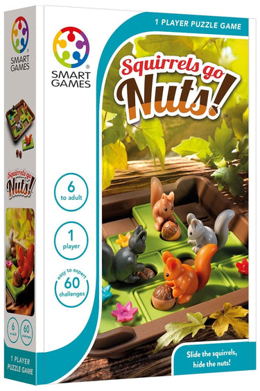 Smartgames squirrels go nuts! - compacte schuifpuzzel denkspel - 60 educatieve eekhoorn uitdagingen - reisspel solospel - vanaf 6 jaar