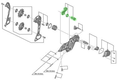 Shimano axle unit for rd-m7000-11 rear derailleur bracket